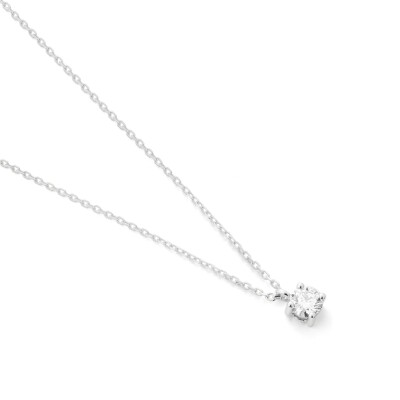 Collier Solitaire Diamant Or blanc 0,20ct