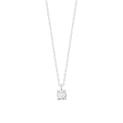 Collier Solitaire Diamant Or blanc 0,20ct