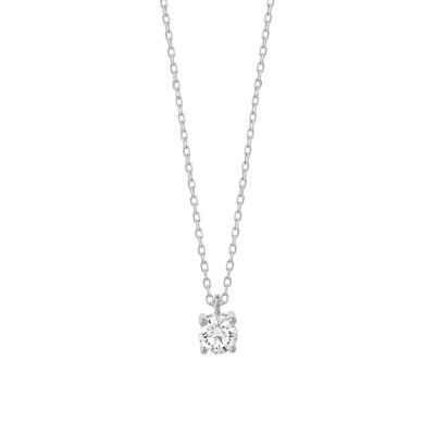 Collier Solitaire Diamant Or blanc 0,30ct