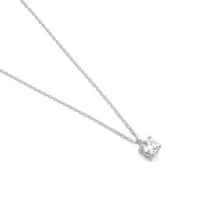 Collier Solitaire Diamant Or blanc 0,30ct