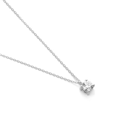 Collier Solitaire Diamant Or blanc 0,40ct
