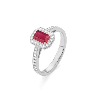 Bague Constellation Rubis Or gris et diamants