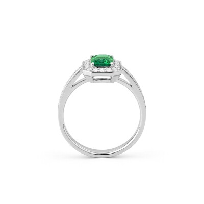 Bague Constellation Emeraude Or gris et diamants