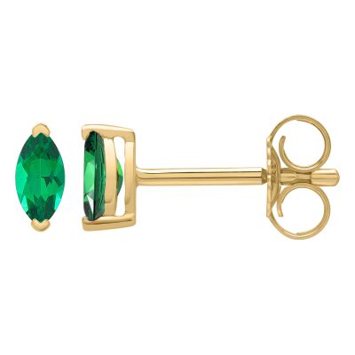 Boucles d'oreilles Emeraude navette Or jaune 750/1000e
