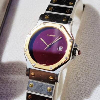 Cartier Santos Octogonale Vintage Automatique Cadran Burgundy Réf. 2966