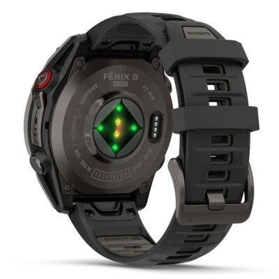 Garmin Garmin Fenix 8 Pro 47 mm AMOLED Sapphire, Titane Carbon Gray, Bracelet Silicone Noir/Gris Galet