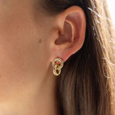 Boucles d'oreilles ZAG Menti en acier doré