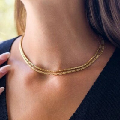 Collier ZAG Doble en acier doré