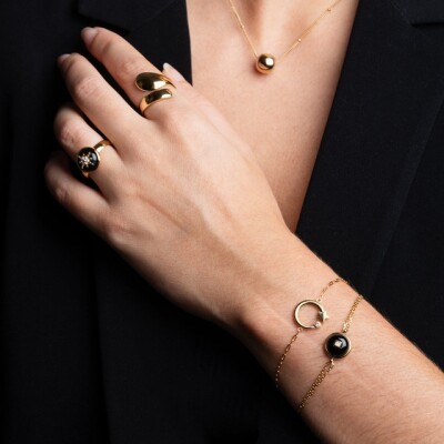 Bague Zag en acier doré, taille ajustable