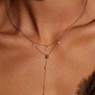 Collier Zag Dilbana en acier doré et oxyde de zirconium