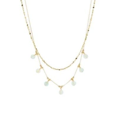 Collier ZAG Beans acier doré et amazonite