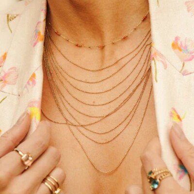 Collier ZAG Beans acier doré et amazonite