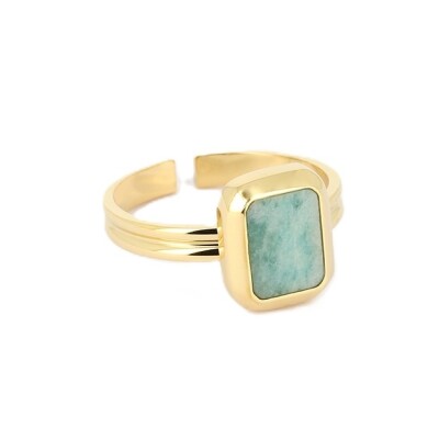 Bague ZAG Omonia ajustable Acier doré et Amazonite