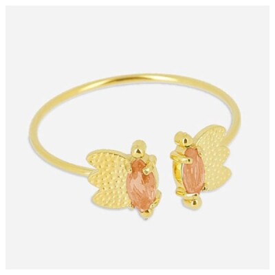 Bague ZAG Tonya ajustable Acier doré et zirconium nude