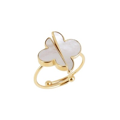 Bague ZAG Azzo ajustable Acier doré et nacre