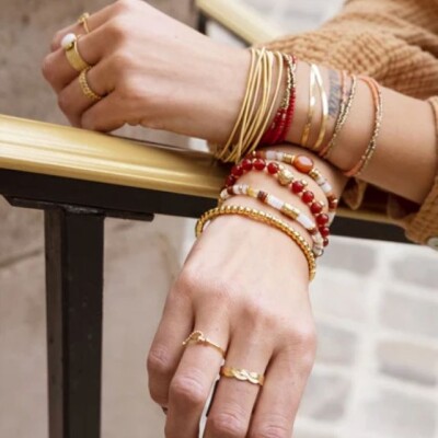 Bague Zag en acier doré
