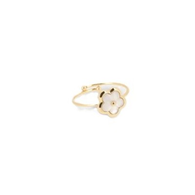 Bague ZAG Flores Acier doré et nacre - Ajustable