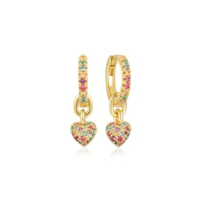 Boucles d'oreilles créoles CARO Argent 925/1000ème Plaqué or jaune Zirconiums multicolores