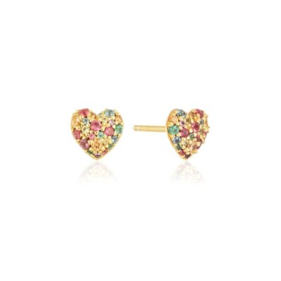Boucles d'oreilles CARO Argent 925/1000ème Plaqué or jaune Zirconiums multicolores