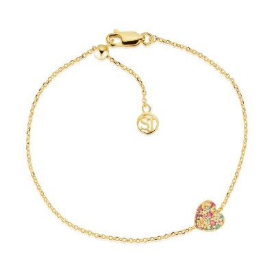 Bracelet CARO argent 925/1000ème plaqué or Oxydes de Zirconium multicolores