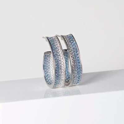 Boucles d'oreilles FELLINE CONCAVO Argent 925/1000ème Oxydes de zirconium bleus