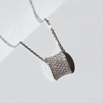 Collier FELLINE CONCAVO Argent 925/1000-ème Oxydes de zirconium blancs