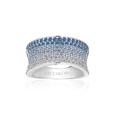 Bague FELLINE CONCAVO Argent 925/1000ème Oxydes de zirconium bleus