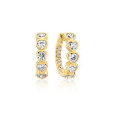 Boucles d'oreilles Créoles AMORINO Argent 925/1000ème Plaqué or Oxydes de zirconium