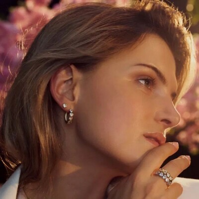 Boucles d'oreilles Créoles AMORINO Argent 925/1000ème Plaqué or Oxydes de zirconium