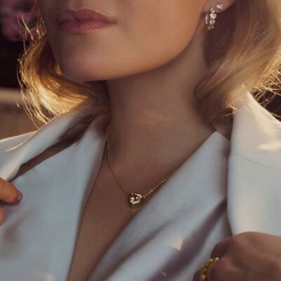 Collier AMORINO Argent 925/1000ème Oxyde de Zirconium Champagne