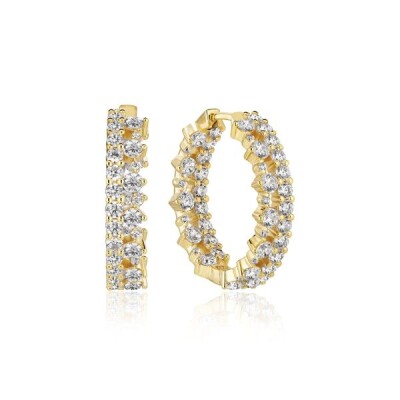 Boucles d'oreilles LIVIGNO/CREOLES GRANDE Argent plaqué or 18 k Oxydes de Zirconium