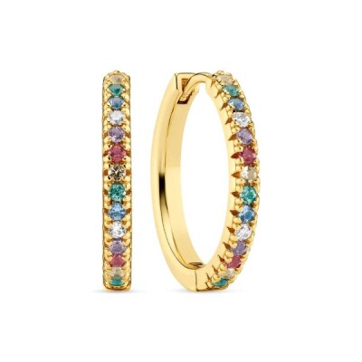 Boucles d'oreilles ELLERA HOOPS / GRANDE Argent doré Oxydes de zirconium multicolores
