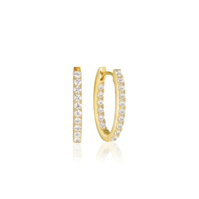 Boucles d'oreilles ELLISSE PICCOLO Argent Plaqué Or Jaune 18K Oxydes de zirconium
