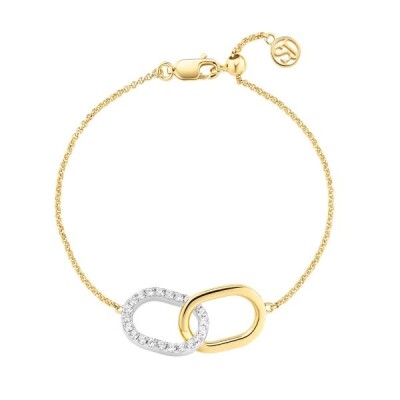 Bracelet CAPIZZI/ DUE PICCOLO Argent plaqué or 18 K Oxydes de Zirconium Taille ajustable