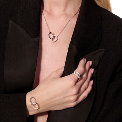 Bracelet CAPIZZI/ DUE PICCOLO Argent plaqué or 18 K Oxydes de Zirconium Taille ajustable