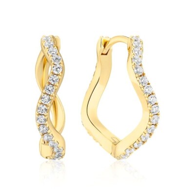 Boucles d'oreilles ELLERA WAVES / GRANDE Argent plaqué or 18K Oxydes de zirconium