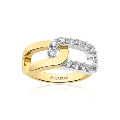 Bague CAPIZZI / DUE Argent Plaqué Or 18K Oxydes de zirconium