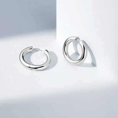 Boucles d'oreilles CARRARA X GRANDE PIANU Argent rhodié