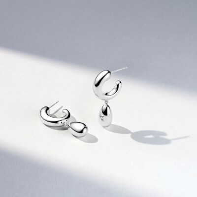 Boucles d'oreilles GOCCIA PENDOLO PIANURA Argent rhodié