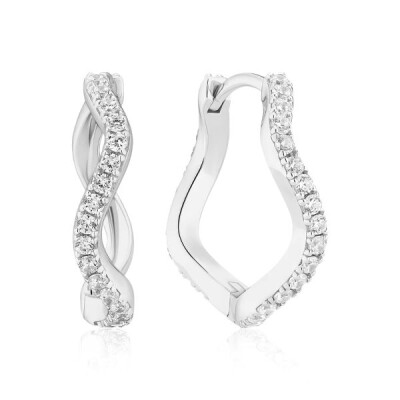 Boucles d'oreilles ELLERA WAVES GRANDE Argent rhodié et Oxydes de zirconium