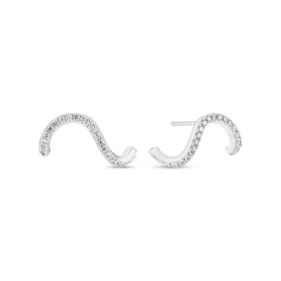 Boucles d'oreilles ELLERA WAVES Argent Rhodié avec Oxydes de zirconium