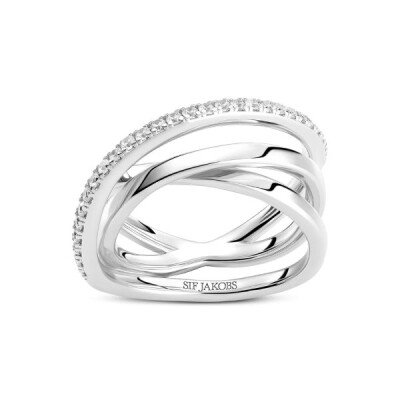 Bague SPIRALE Argent rhodié et Oxydes de zirconium