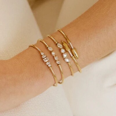 BRACELET Aragona ACIER DORE zirconium