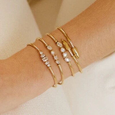 BRACELET Cefalui ACIER DORE zirconium