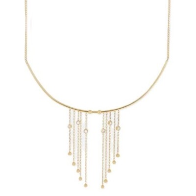 COLLIER Gallico ACIER DORE zirconium 38+5cm