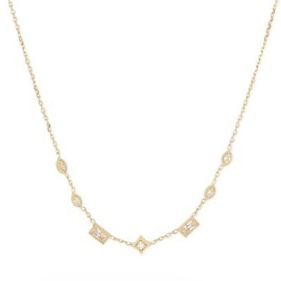 COLLIER Sersale ACIER DORE ZIRCONIUMS