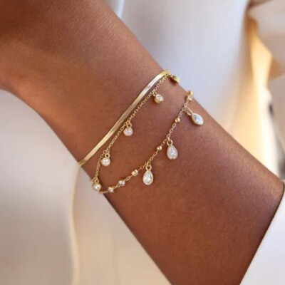 BRACELET Paceco ACIER DORE zirconium