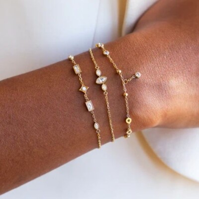 BRACELET Sersale ACIER DORE ZIRCONIUM