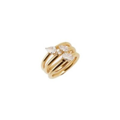 Bague SIBARI ACIER DORE ET ZIRCONIUM T54
