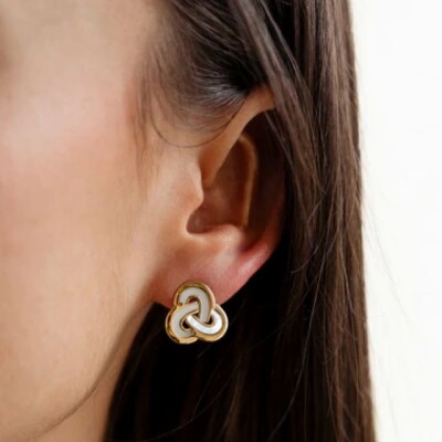 Boucles d'oreilles TOSSILO Acier doré et nacre